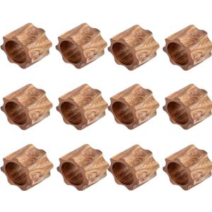 Wood Napkin Rings Set of 12 Handmade Wooden Napkin Holders for Dining Mango Wood Buckles for Table Decor Everyday Party Birthday
