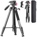CAMBOFOTO 74"-Camera-Tripod, Porfessional Aluminum Heavy Duty Tripod Stand for Mirrorless Camera/DSLR/Cell Phone/Camcorder, with Holder and Travel Bag