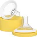 2 Pack 18mm Oval Flanges with Soft Flexible Rim and 105° Wide Angle, Breast Pump Shields Flanges for Medela Pump in Style, Symphony, Freestyle, Sonata, Maxflow and Lansinoh Signature Pro Breast Pumps