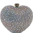 Cute Heart Shape Clutch Purse Mini Love Heart Rhinestone Wedding Handbag Party Women Purse (Silver Ab)
