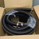 Pond Hose ID 1-1/4  25ft Black Corrugated Flexible Reinforced PVC Hose Vinyl Tubing for Pond Pump Fountain Garden Waterfall, Non-toxic & Kinkproof, with 2 clamps