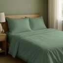 California Design Den Natural 100% Cotton Bed Sheets King Size Set with Deep Pockets - Soft Sateen King Sheet Set, Breathable and Durable Bedding (Sage Green - Dark)