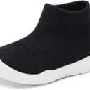 Engtoy Baby Shoes & Socks - Non-Slip Breathable Slippers with Soft Rubber Sole - Baby Boys & Girls Slip On Sneakers (0-9 Months Infant, All Black)