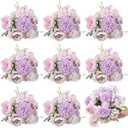 Lyrow 8 Pcs Peony Artificial Flowers Fake Silk Hydrangea Bouquet Elegant Peony Flowers for Wedding Decoration Faux Realistic Floral for Home Party Table Centerpieces Arrangement (Light Purple)