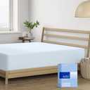 THREAD SPREAD 100% Cotton Fitted Sheet Twin Size - 400 Thread Count Egyptian 16" Deep Pocket Twin Fitted Sheet Only, Soft Cooling Sateen Weave Bottom Sheet, College Dorm Mattress, Teens - Light Blue