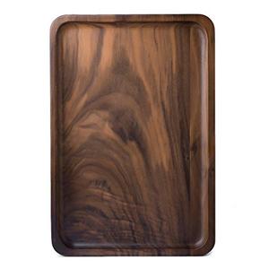 Winterworm Rustic Walnut Wooden Tray Solid Wood Serving Tray Square Rectangle Platter Tea Tray Coffee Table Tray (Rectangle Large (13x9x0.8inch))