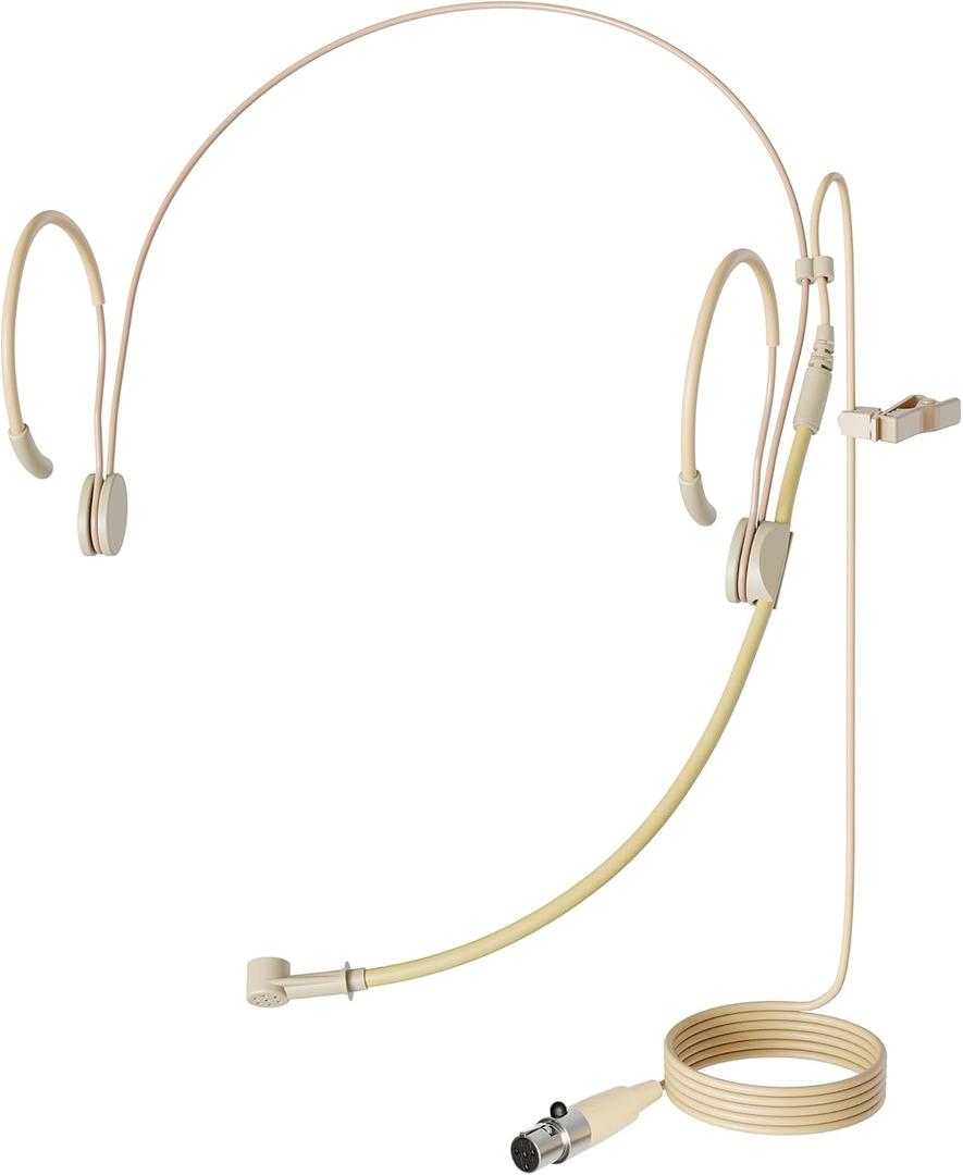 J K MIC-J 069 Earhook Headworn Headset Unidirectional Microphone Compatible with Shure Wireless Bodypack Transmitter - Mini XLR TA4F Plug