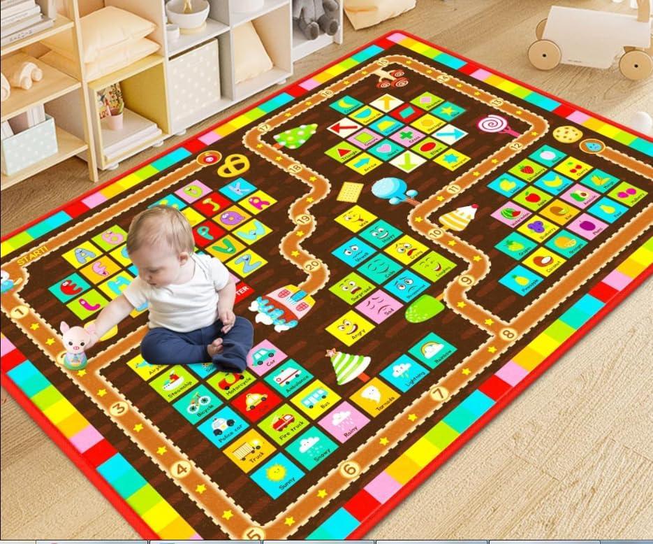 teytoy Baby Play Mats for Floor, Infant Playmat for Babies 0-6 6-12 Months, Baby Crawling Mat for Toddlers Learning Classroom Bedroom Activity Mat (43x59 inch) (Multi Color)