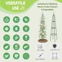 100% Metal Obelisk Trellis for Climbing Plants Outdoor - Heavy Duty Stone Coated Steel Garden Tower Trellis - Tall Sturdy Rustproof Vertical Plant Support for Climbing Vine Vegetables Flowers