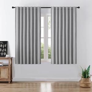 Joydeco Faux Linen Blackout Curtains for Bedroom,Light Grey Blackout Curtains 72 inches Long,100% Blackout Solid Thermal Insulated Window Drapes Luxury Decor for Living RoomW52xL72 Inch,Light Grey