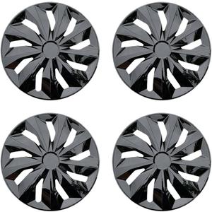 Hubcaps Wheel Cover Replacement Size R14 Hub Cap Universal-Fit Steel Wheels Rims Cover ABS Tire Caps for Most Car Truck Sedan SUV -Set of 414-inch, Black