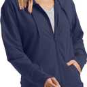 Hanes Women's Lightweight Full Zip Hoodie, Textured Cotton Zip Up, T-Shirt Hoodie, L