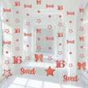 Rose Gold Sweet 16 Party Decorations for Girls Kit Pre-Strung 16th Glitter Twinkle Stars, Bows & Number 16 Birthday Hanging Streamer Banner Happy Sixteen Party Decor Supplies.