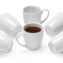 Bruntmor Ceramic Coffee Mug Set of 6-8oz Unique Tea Mug Set - Ceramic, Microwavable Mug - Hot Tea and Coffee Cup - Dishwasher and Microwave Safe Bulk Mugs - White
