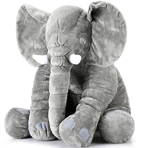 Yulejo Giant Stuffed Elephant Plush Animal Toy Back to School Party Favor Huge Stuffed Elephant Soft Elephant Large Stuffed Animal Doll Gray Elephant Plush for Kids Girlfriend Home Decor(31.5 Inch)