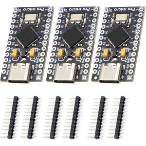Pro Micro with Atmega32U4 chip Development Board, AYWHP 3 PCS Pro Micro 5V/16MHz Nano microcontroller Development Board with Built-in USB updater Type-C Interface Compatible with Arduino IDE