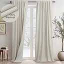 DANCURTON 80 Inch Blackout Curtains Back Tab Beige Black Out Earth Tone Primitive Curtains Thermal Insulated Custom Drapes for Living Room Bedroom 2 Panels Pleated Curtains 80 Inch Long 52x80 Length (Linen)