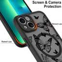 Designed for iPhone 13 Case, Black line Butterfly Pattern [Compatible with MagSafe] Semi-Transparent Frosted Soft TPU and PC Back Protection Ultra-Thin Phone case for Girls Women