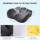 SOOPII Seat Cushion for Office Desk Chair, Memory Foam,Sciatica and Tailbone Pain Relief Cushion, Coccyx Cushion for Wheelchair, Desk Chairs, Cars, Large (Grey)