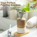 Ceramic Soap Dispenser Set for Hand Soap, Shampoo, Dish Soap, Conditioner, Includes Stainless Steel Pump and Silicone Funnel, 12 Oz, Modern Kitchen Decor