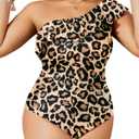 Aqua Eve Plus Size Bathing Suits for Women One Piece Swimsuits One Shoulder Ruffle Tummy Control Swimwear