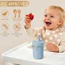 Fimibuke Toddler Cups Spill Proof, 8 OZ Sippy Cups for Kids Girl Boy, Leak Proof Stainless Steel Tumbler with Lid, Silicone Straw & Sleeve, BPA Free Dishwasher Safe Water Bottle Snack Container 2 Pack  Khaki/Beige, 8 Ounces