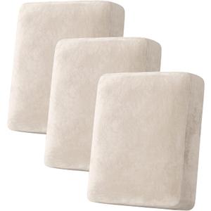 H.VERSAILTEX Velvet Stretch Couch Cushion Cover Plush Cushion Slipcover for Chair Loveseat Sofa Cushion Furniture Protector Seat Cushion Sofa Cover (3 Piece Sofa Cushion Covers, Ivory)
