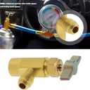 R600a Refrigerant Valve Bottle Opener Brass 7/16" Female Thread to 1/4" SAE Male Thread Self-Sealing Can Tap Adapter for Air Conditioning Refrigerant