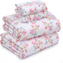 RUVANTI 100% Cotton Sheets Queen Size Set, 4 Pieces, Soft & Breathable Percale Weave Bedding, Deep Pocket 16", Hotel Standard, Crisp Cool Feeling, Durable, Perfect Floral Bed Sheet, Bloomex