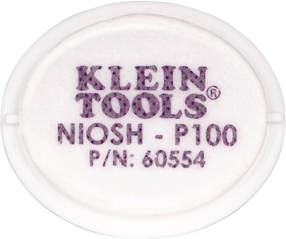 Klein Tools 60554 Respirator Mask Replacement Filter, Low-Profile, for P100 Half-Mask Respirators (Cat. Nos. 60552 and 60553), 2-Pack