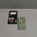 LeYi for Samsung Galaxy S21 FE 5G Case with Tempered Glass Screen Protector [2 Pack] 360 Rotatable Ring Holder Magnetic Kickstand, Plating Rose Gold Edge Protective Case, L-Green