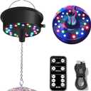 Remote RGBW Rotating Disco Ball Motor,5-10RPM Adjustable Speed Light Up Spinner 23 LED for 6~15" Mirror Rotator for Birthday Party Decor (Not Included Ball)