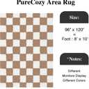 PureCozy Checkered Rug 8x10 for Living Room, Brown and White Modern Shag Rugs Super Soft Washable Indoor Office Fuzzy Carpet Non-Slip Fluffy Rugs for Bedroom Home Aesthetic Decor