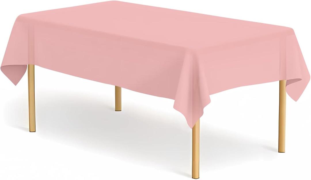 4 Pack Blush Pink Tablecloth Plastic Rectangle Table Covers PEVA Blush Pink Plastic Table Cloths for Parties Disposable 54 x 108 Inch Tablecloth for Birthday Party School Baby Shower Kitchen Dining