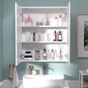 28x24 inch Bathroom Wall Cabinet, Saver Storage Cabinet, Medicine Cabinet with 2 Door and Adjustable Shelves, WhiteAssembly Required