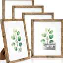 HOUSE DAY 8x10 Picture Frame, Picture Frames 8x10 Wooden Picture Frames with Real Glass, Rustic 8 x 10 Photo Frame for Wall or Tabletop, Display Picture 5x7 with Mat or 8x 10 Without Mat (5 Brown)