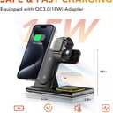 3 in 1 Charging Station for iPhone 17 - Wireless Charger for Apple Devices for iPhone 17 16 15 14 13 12 11 Pro Max - Foldable Wireless Charging Station Dock Stand for Apple Watch Series & AirPods (Black)