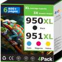 950XL 951XL Ink Cartridges Compatible for HP 950 951 Ink Cartridges Combo Pack Work with HP Printer OfficeJet Pro 8600 8610 8620 8100 8630 8625 Printer 950 Black 951 Color Cyan Magenta Yellow(4 Pack)