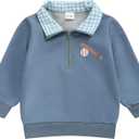 Toddler Boy Quarter Zip Collared Pullover Long Sleeve Fall Winter Baby Boy Clothes Outfit 12M-4T (18-24 Months, Blue)