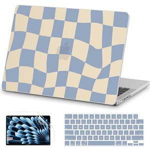 AKIT Compatible with MacBook Pro 16 inch Case 2025 2024-2021 M4 M3 M2 M1 Pro Max A3403 A3186 A2991 A2780 A2485, Unique Pattern Hard Shell Laptop Case+Screen Protector+Keyboard Cover, Blue Checkerboard