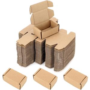 Ellbest 50Pcs Foldable Kraft Boxes Rectangular Boxes Recyclable Cardboard for Packing, Shipping, storaging Lightweight Item 2.8x1.6x1.1 inches