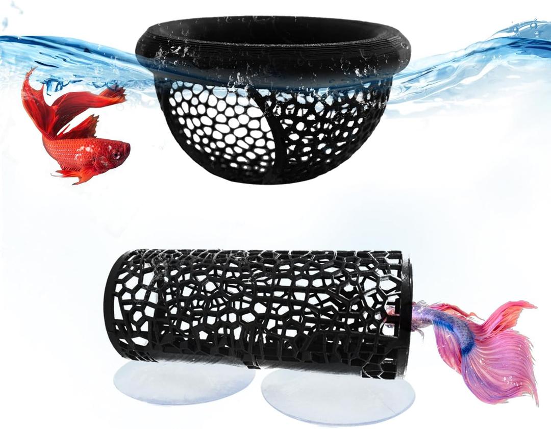 Little Fish Hammock and Little Fish Swimming Tunnel 2-Piece Set Aquarium Small Animal Animal Toys (Black)