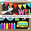 2 x Back To School Backdrop 72x44 Inch Welcome Back To School Decorations Banner First Day of School Banner with 4 Grommets Classroom Poster Bulletin Board Supplies with 19.68 Ft Rope