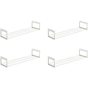 Expandable Shoe Rack Organizer - Adjustable Shoe Rack & Under Cabinet Shelf - for Shoe or Clothing Storage and Organization, Under Shelf Storage (White,4 Pcs)