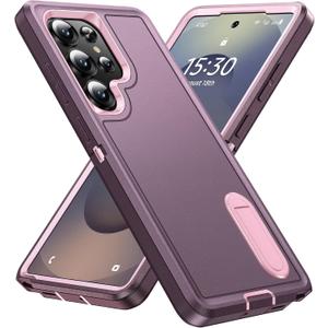 BaHaHoues for Samsung Galaxy S25 Ultra Case for Samsung S25 Ultra Phone Case with Built in Kickstand, Shockproof/DropProof Military Grade Protective Cover for Galaxy S25 Ultra (Night Purple/Baby Pink)