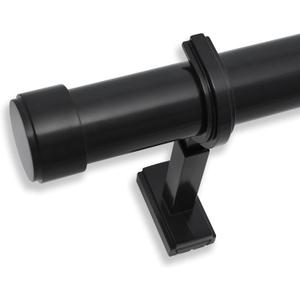 BlastHome® Non-Adjustable Luxury Curtain Rods for Windows, 1 ¼” Rod Set, 12 foot Fixed Length (Three Rods Connect for a Seamless Look), Tuxedo Black