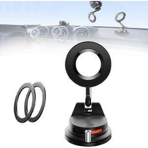 2026 New 360Adjustable Vacuum Magnetic Phone Holder, Retractable Suction Cup Phone Mount, Vacuum Adsorption Magnetic Bracket, Foldable Cell Phone Holders Stand for Your Car (Black)