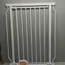 37.4" Tall Retractable Baby Gates, 29-46.5 Inch Wide Auto Close Cat Baby Gates for Stairs & Doorways, Easy Install Pressure Mounted Pet Dog Gate with Double Locking Safety Release, White