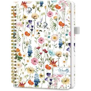 Undated Weekly Planner, Weekly To Do List Notebook with Goal & Habit Tracker Organizer, A5 Weekly Planner Notebook with Spiral Binding, 6.1" x 8.2" - Floral