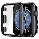 Misxi 2 Pack Tempered Glass Case Compatible for Apple Watch Series 3 Series 2 42mm, Hard PC Screen Protector Overall Protection Ultra-Thin Lightweight Scratch-Resistant Cover for iWatch, Jet Black